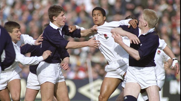 Tensions boil over between England and Scotland in that 1990 Calcutta Cup clash