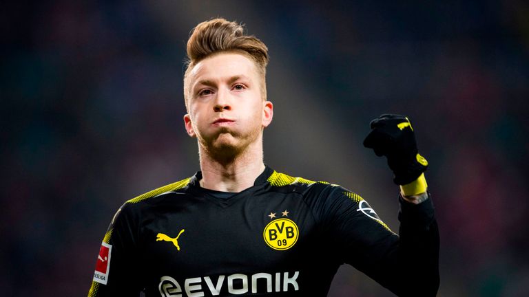 Marco Reus celebrates scoring against RB Leipzig