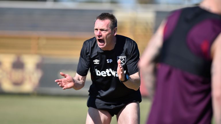 West Ham coach Stuart Pearce shouts instructions (courtesy of West Ham United Football Club)