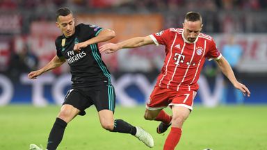 Franck Ribery and Lucas Vazquez in action at the Allianz Arena