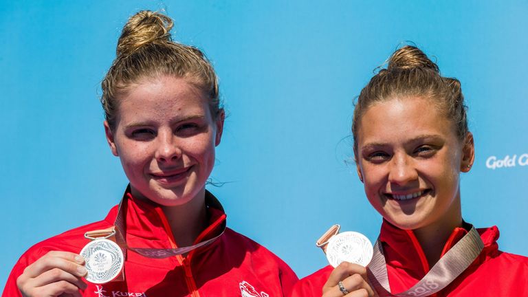 England’s Alicia Blagg and Katherine Torrance won silver in the 3m synchro diving