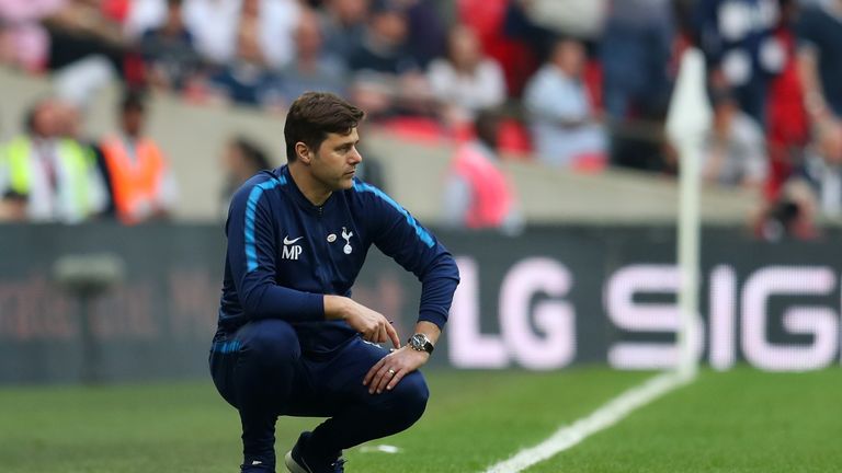 Pochettino watches on during the FA Cup semi-final against Man Utd