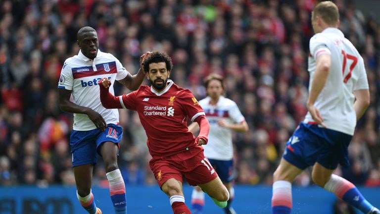Mo Salah (right) and Bruno Martins Indi clash at Anfield on Saturday, but will the Egypt forward now face action from The FA?