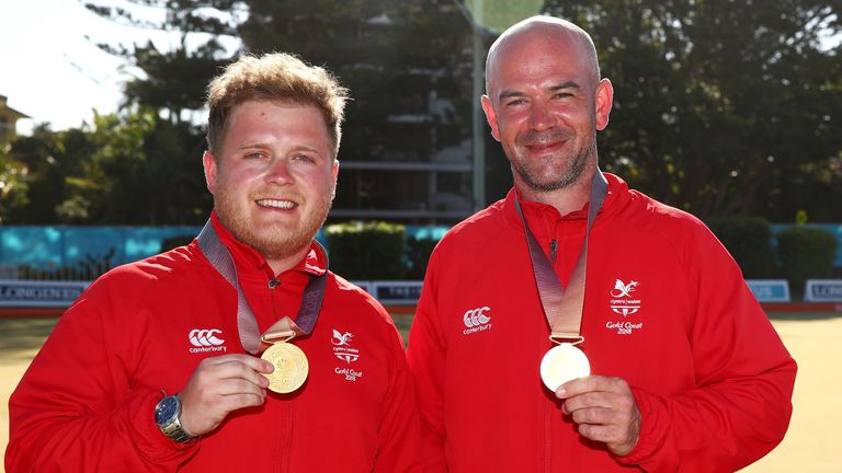 Wales' Daniel Salmon and Marc Wyatt took the gold medal in the bowls men's pairs