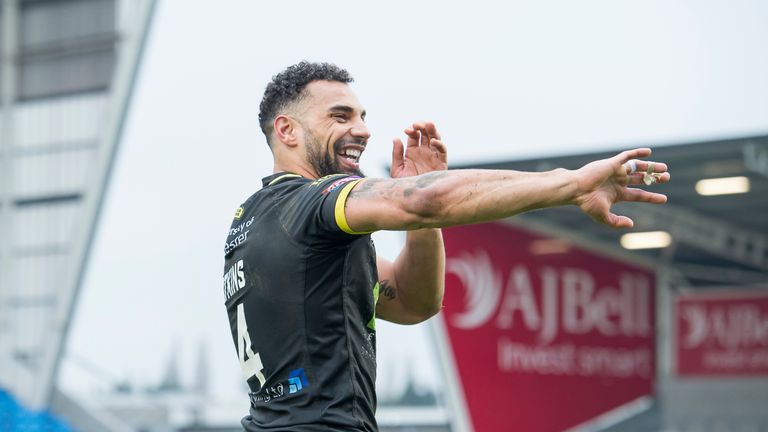 Ryan Atkins celebrates with the Warrington faithful as they extended their unbeaten run