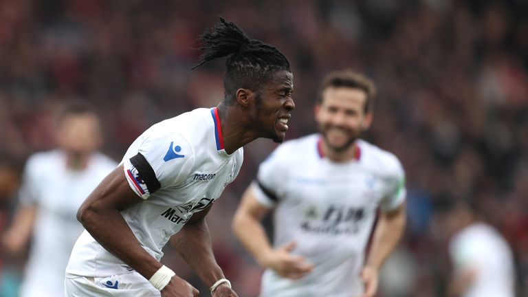 Zaha celebrates a recent goal against Bournemouth