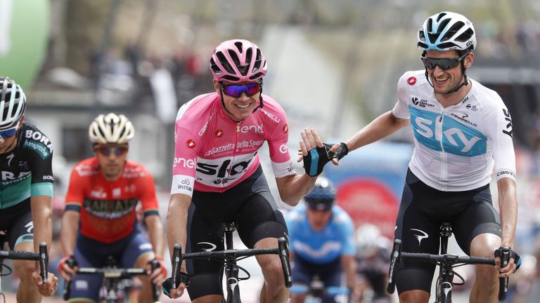 Chris Froome will wear the pink jersey in Sunday's final stage of the Giro d'Italia