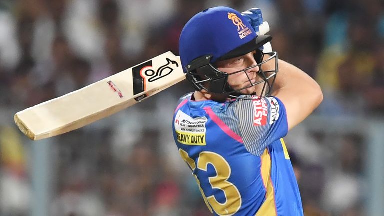 Jos Buttler en acción para Rajasthan Royals (Crédito: AFP)