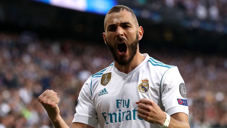 Karim Benzema celebrates his and Real's second goal