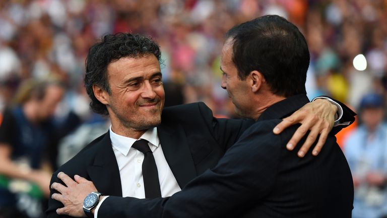 Arsenal are keen to appoint either Luis Enrique (left) or Massimiliano Allegri
