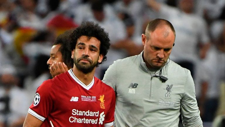 Mohamed Salah was substituted 31 minutes into the Champions League final