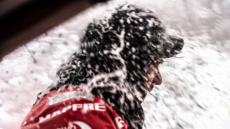 The fast conditions do not translate to a dry time on board the yachts (Ugo Fonolla/Volvo Ocean Race)