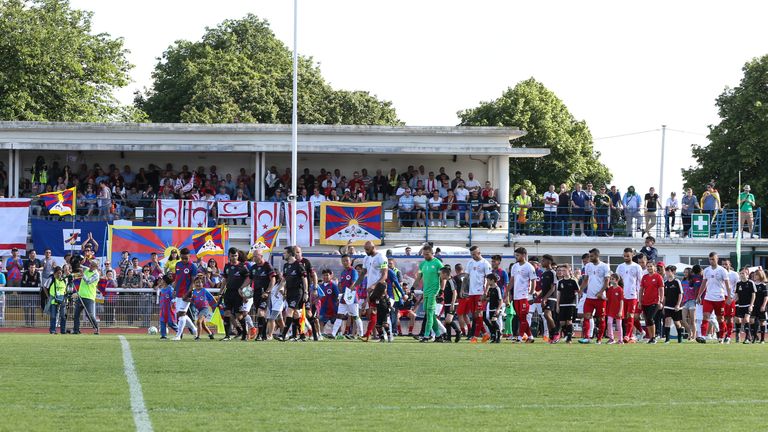 Over 1000 fans packed into Enfield Town FC's Queen Elizabeth II Stadium on Saturday to watch the clash between Northern Cyprus and Tibet (Images Con Chronis/CONIFA)