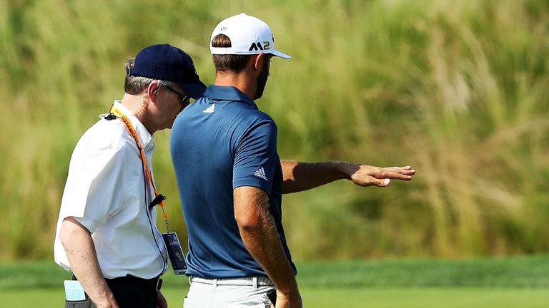 Dustin Johnson discusses the rule after his ball moves at Oakmont in 2016