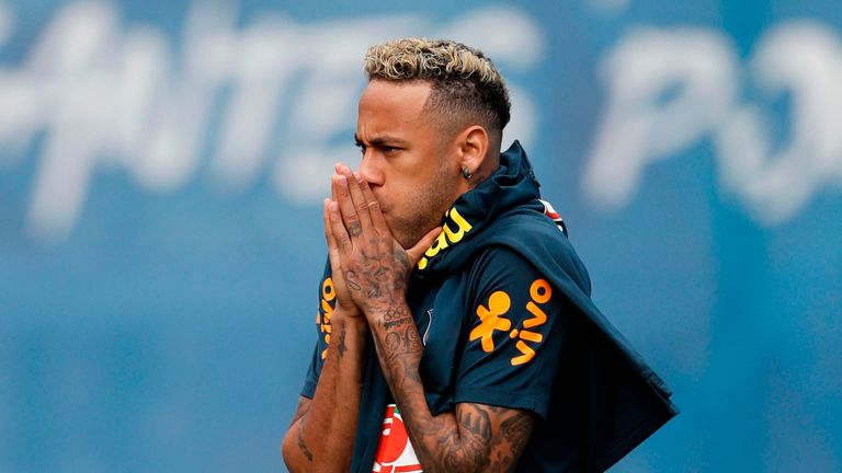 Neymar limped out of Brazil training