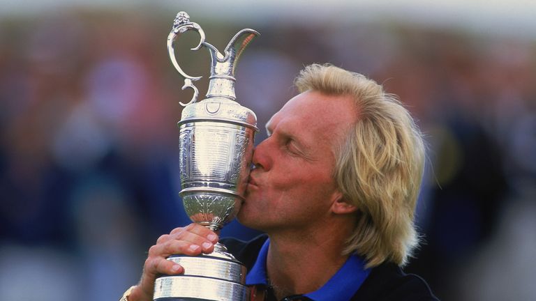Greg Norman kisses the Claret Jug after his victory in 1993