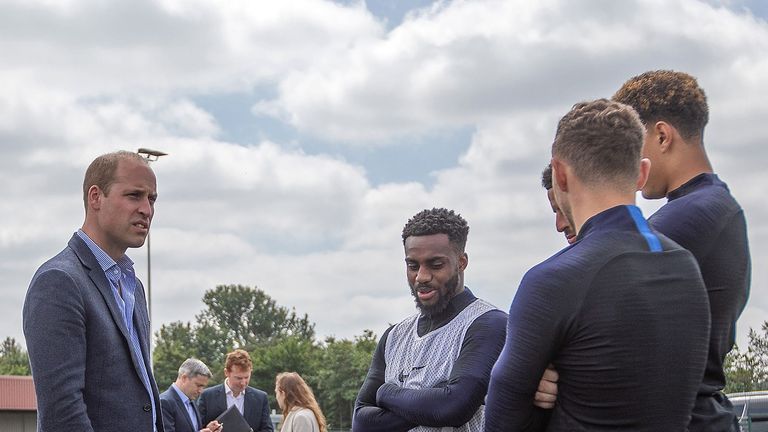 The Duke of Cambridge speaks to Danny Rose
