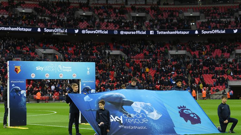 Sky's and the Premier League's Sky Ocean Rescue partnership was launched at Tottenham's temporary home, Wembley