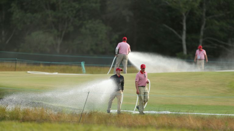 The greens were heavily watered ahead of Sunday's final round
