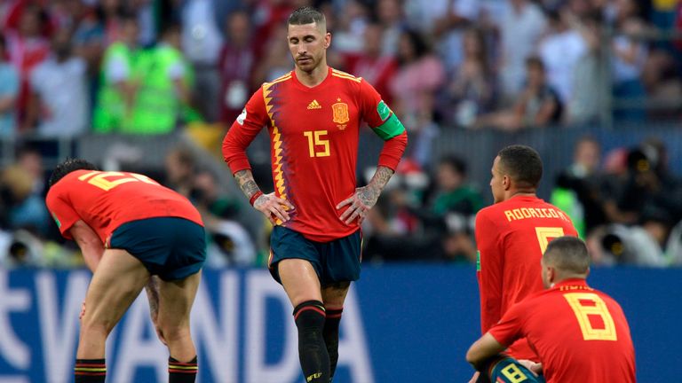 Sergio Ramos and the team of Spain are left discouraged 