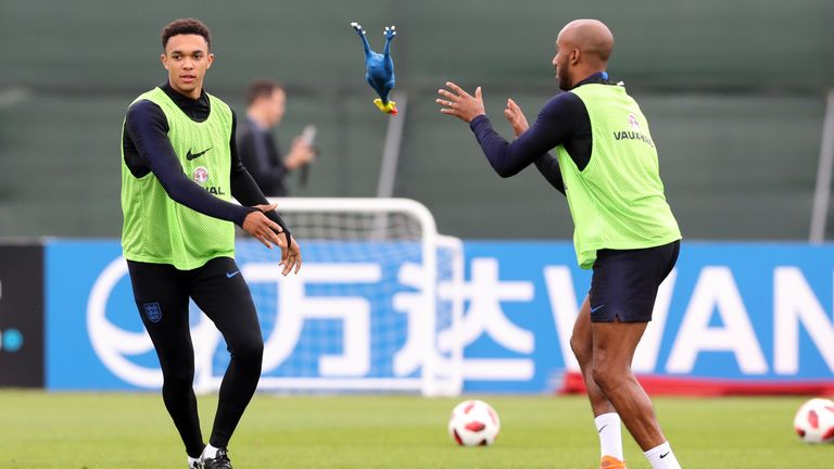 A surprise inclusion among the 23 players as a rubber chicken was thrown around in training in an unorthodox exercise