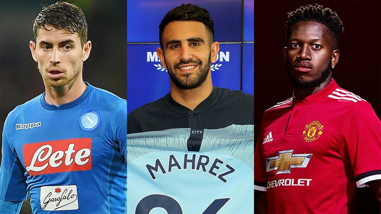 Jorginho (left), Riyad Mahrez and Fred are just three new arrivals in the Premier League next season