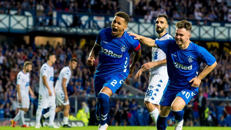 James Tavernier celebrates his goal with Middleton