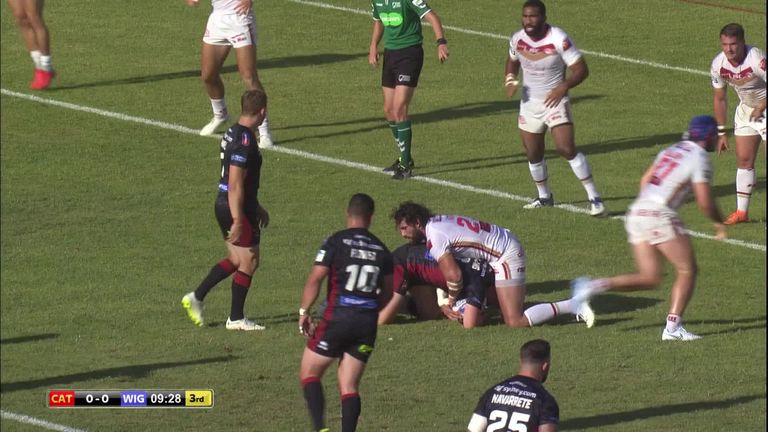 Highlights of Wigan's Super League Super 8s victory over Catalans Dragons in France