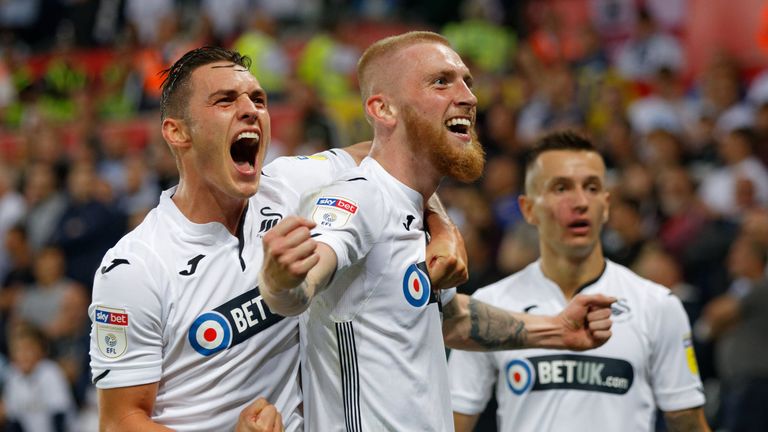 Oli McBurnie scored twice for Swansea