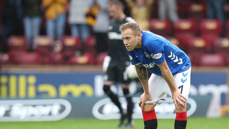 Scott Arfield looks dejected after Motherwell's last-gasp equaliser