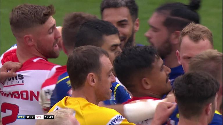 There were three yellow cards handed out in Warrington's loss to St Helens on Saturday, with a high tackle leading to a fight at the Halliwell Jones Stadium