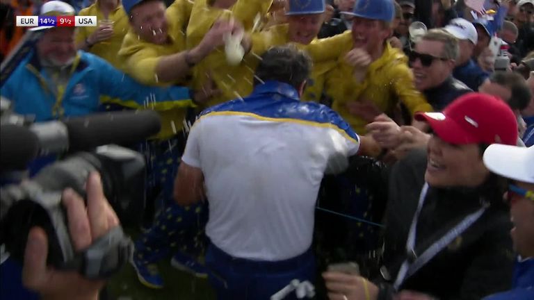 Here's a look at the moment when Europe regained the Ryder Cup. 