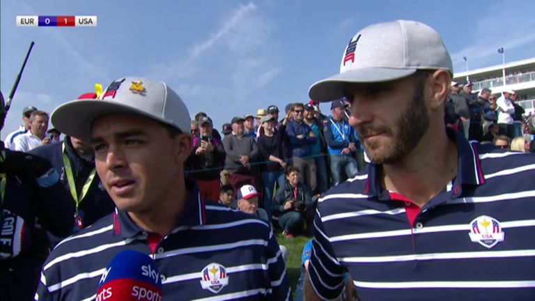 Dustin Johnson and Rickie Fowler felt good teamwork helped them gain the first point of the day for Team USA.