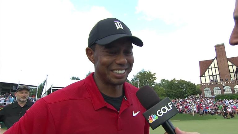 Woods says he found it hard not to cry walking up the last hole after winning the Tour Championship in Atlanta