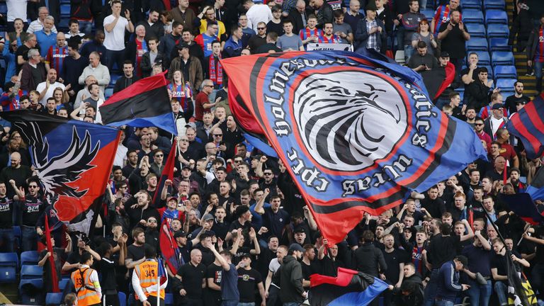 The Holmesdale Fanatics show their support at Selhurst Park