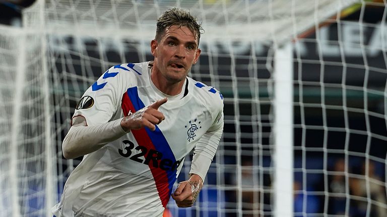 Kyle Lafferty grabbed his first goal in European competition to earn Rangers a draw