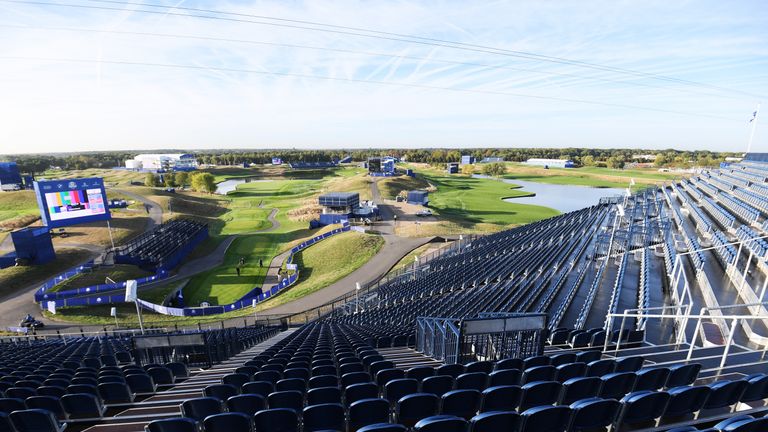 The grandstand at the first tee at Le Golf National holds 7,000 spectators