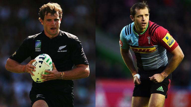 Nick Evans in All Blacks and Quins colours