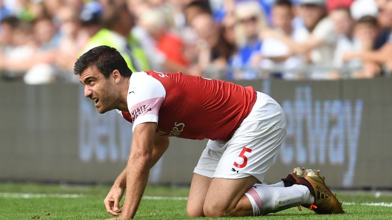 Sokratis Papastathopoulos in action during the match