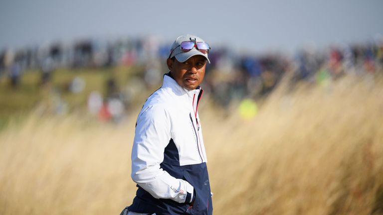 Woods was a spectator during the foursomes
