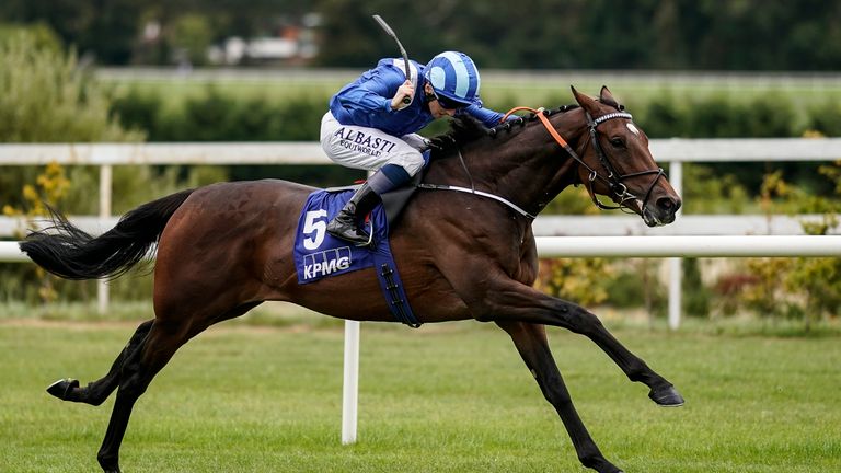 Chris Hayes riding Madhmoon win the KPMG Champions Juvenile Stakes at Leopardstown