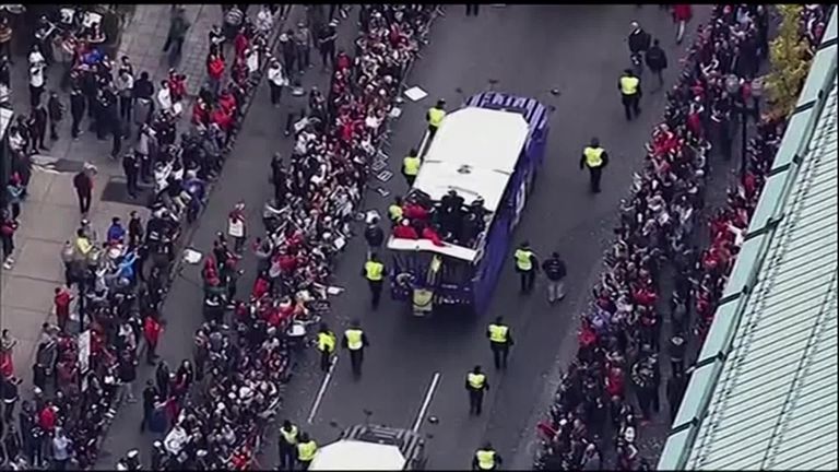 Boston Red Sox celebrate their World Series victory over the LA Dodgers