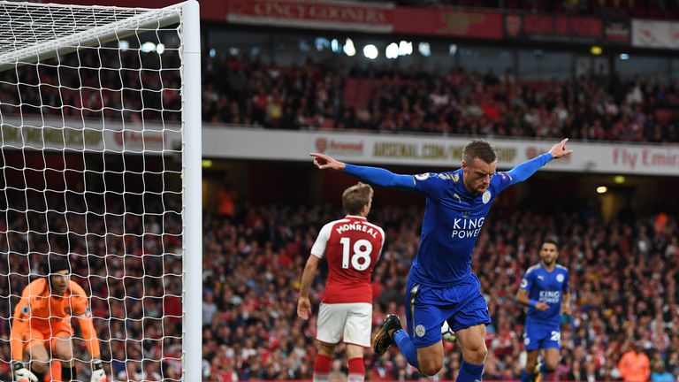 Vardy scored twice on his last visit to the Emirates