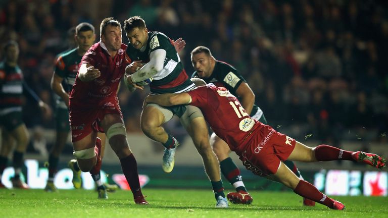 England wing Jonny May went over for Leicester's fifth try of the evening