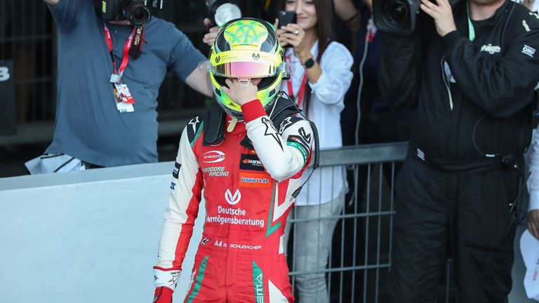 Mick Schumacher was emotional as he clinched the Formula 3 title on home soil