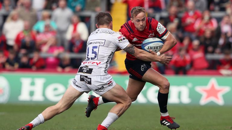 Full-back Mike Haley scored the first try of the day for Munster 