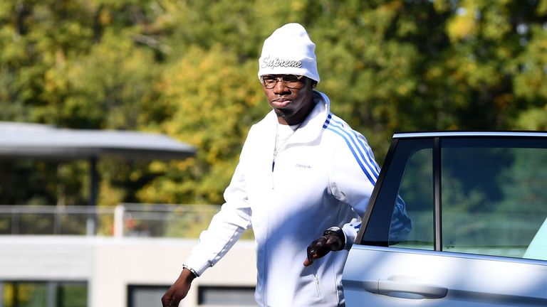 Paul Pogba arrives at France's training base in Clairefontaine en Yvel