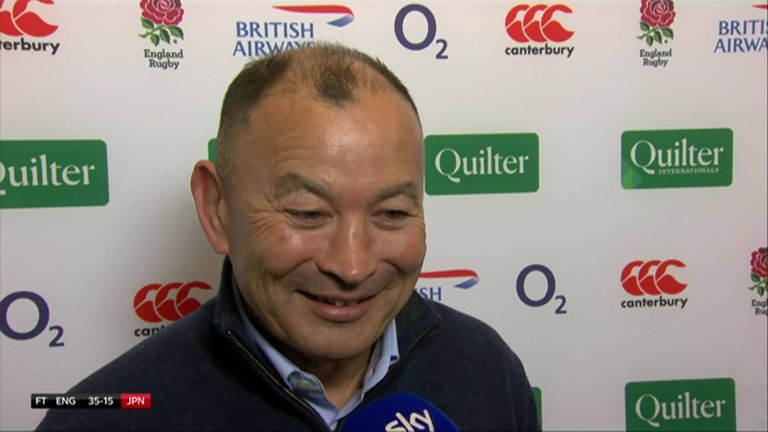 England coach Eddie Jones praised his young debutants and Japan's game plan in his side's 35-15 victory at Twickenham.