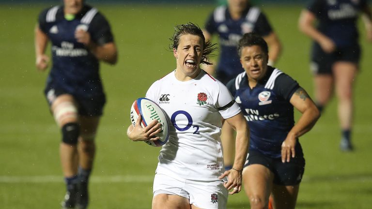 England ran in nine tries to record their highest victory against the USA with a 57-5 win at Allianz Park on Friday night.