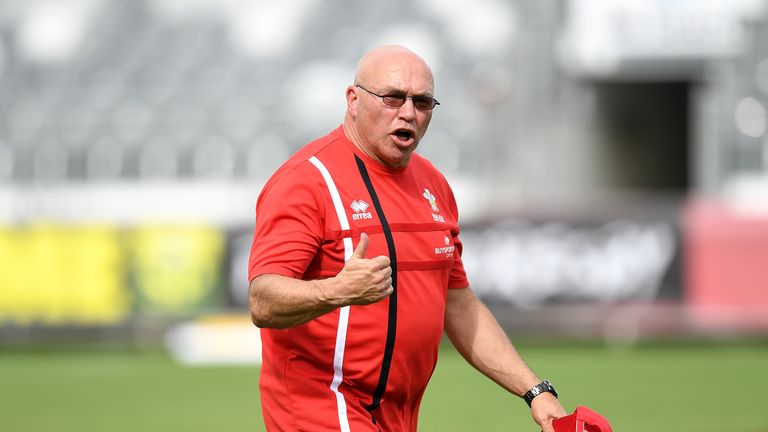 Wales coach John Kear shouts orders during  practice